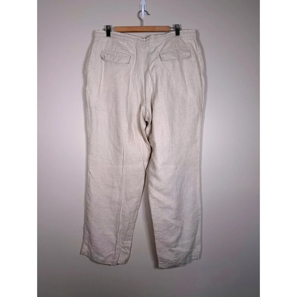 Tasso Elba‎ Linen Pants Beige Drawstring Waist Casual XL Mens Beach Vacation